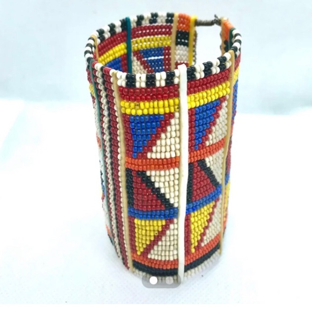 Hand beaded Kenyan Maasai cuff bracelet